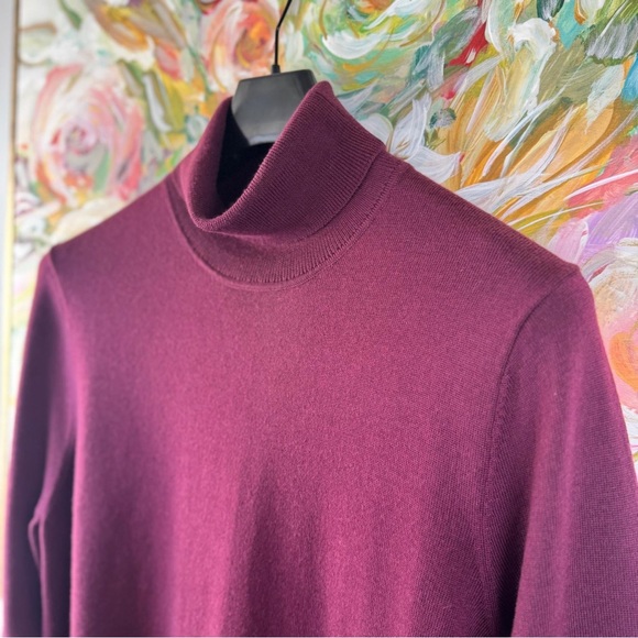 Nordstrom 100% Merino Wool Mock Neck Sweater Burgundy Men’s L - Picture 4 of 7